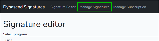 managers email signature dashboard menu item