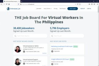 screenshot of onlinejobs ph homepage