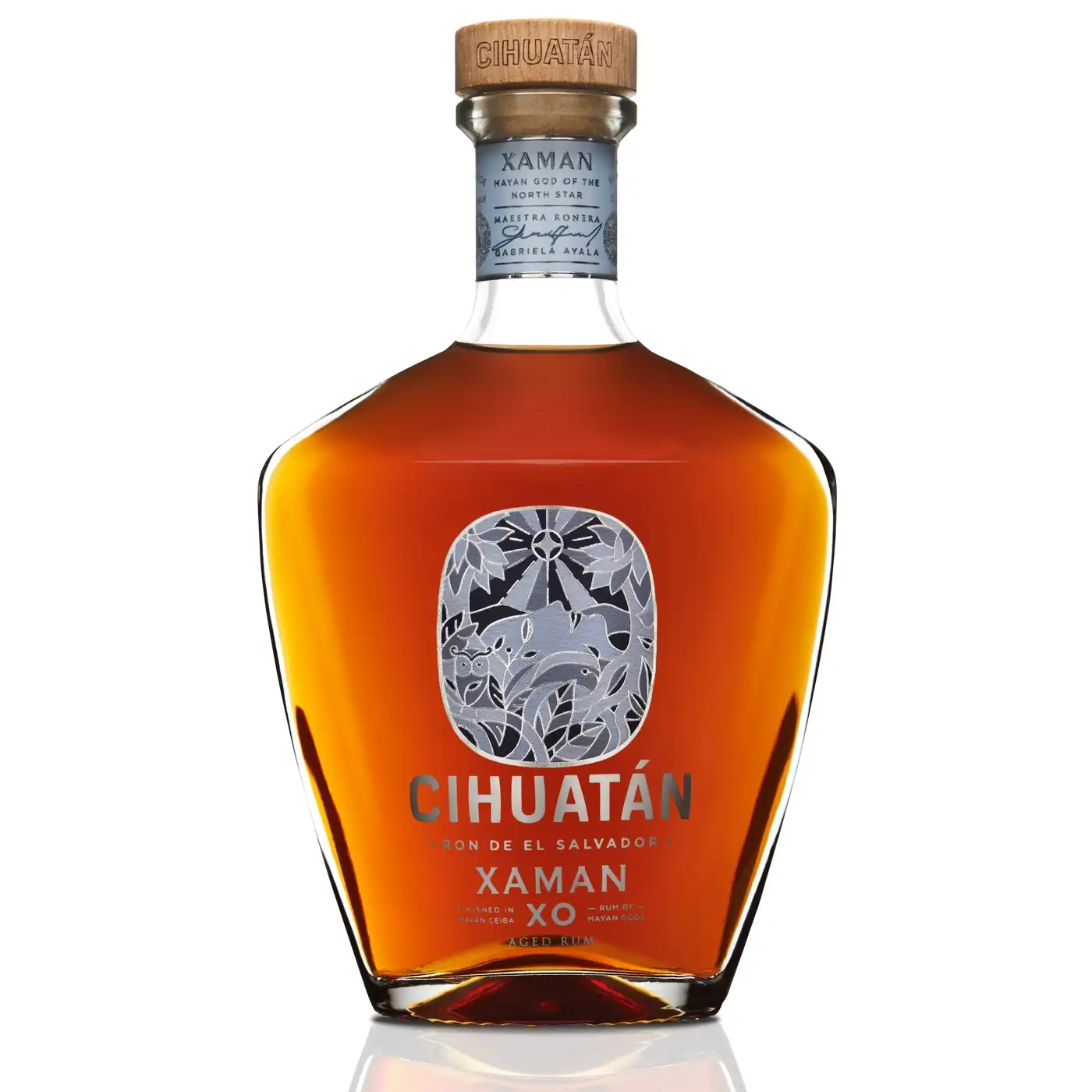 Image of the front of the bottle of the rum Cihuatán XAMAN XO