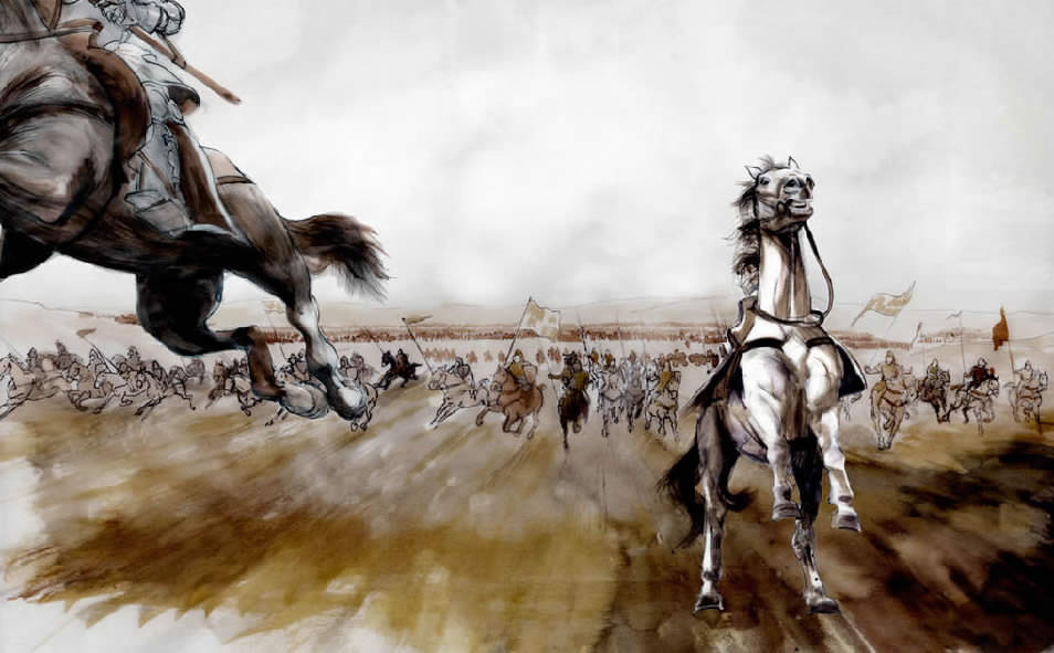 Storyboard animatique, Charge de la cavalerie française à Aljubarrota