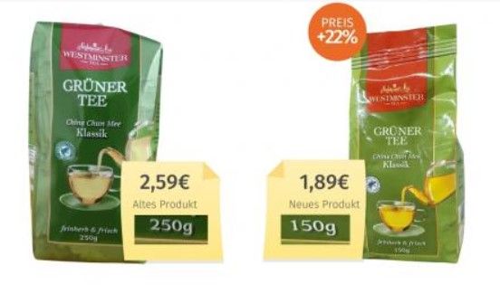 Shrinkflation - Päckchen werden kleiner
