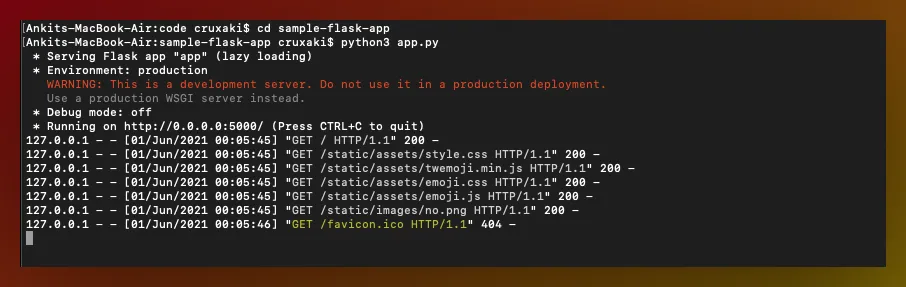 mac terminal running Python apps