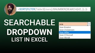 Searchable Dropdown List in Excel || Filter Function || Single Formula