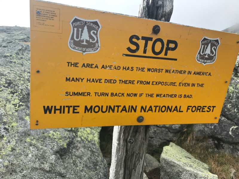 Mt. Washington warning sign
