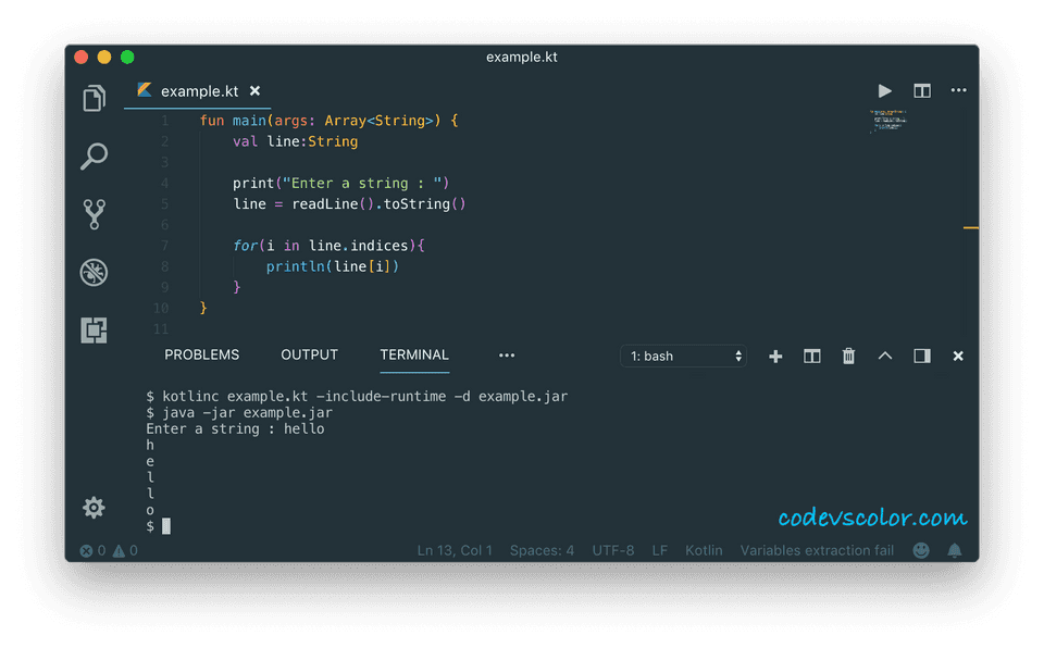 kotlin-program-to-print-each-character-of-a-string-4-different-ways-codevscolor