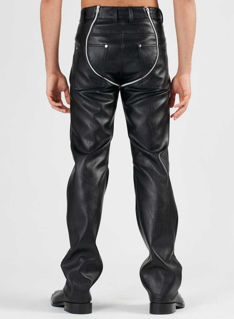 Lata Pleather Trousers Black, back view. GmbH AW22 collection.