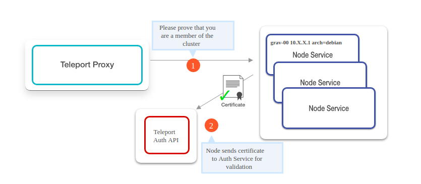 Authenticating node certificate