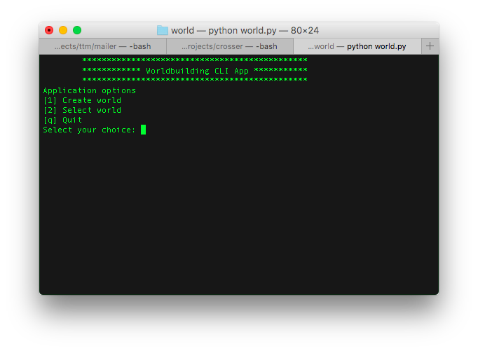 World generator app, CLI version