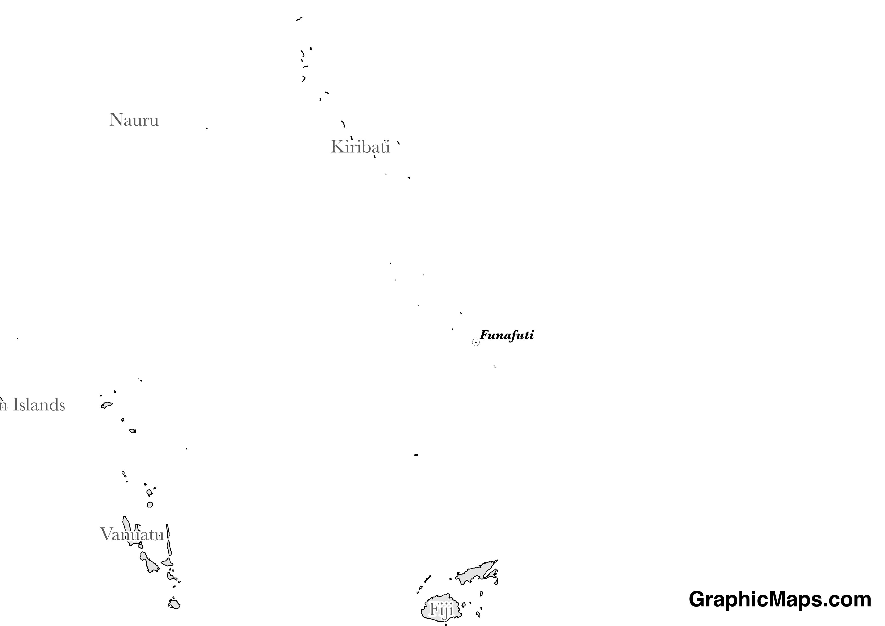 Map showing the location of Tuvalu