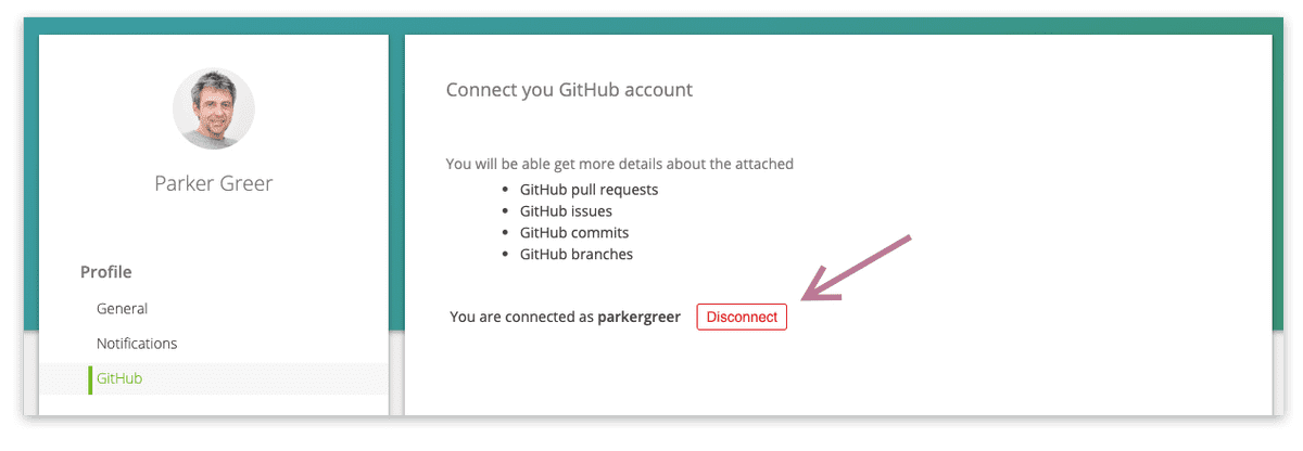 Disconnect your GitHub account