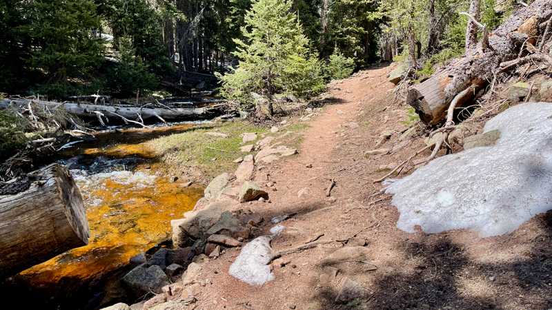 The trail follows Clear Creek 