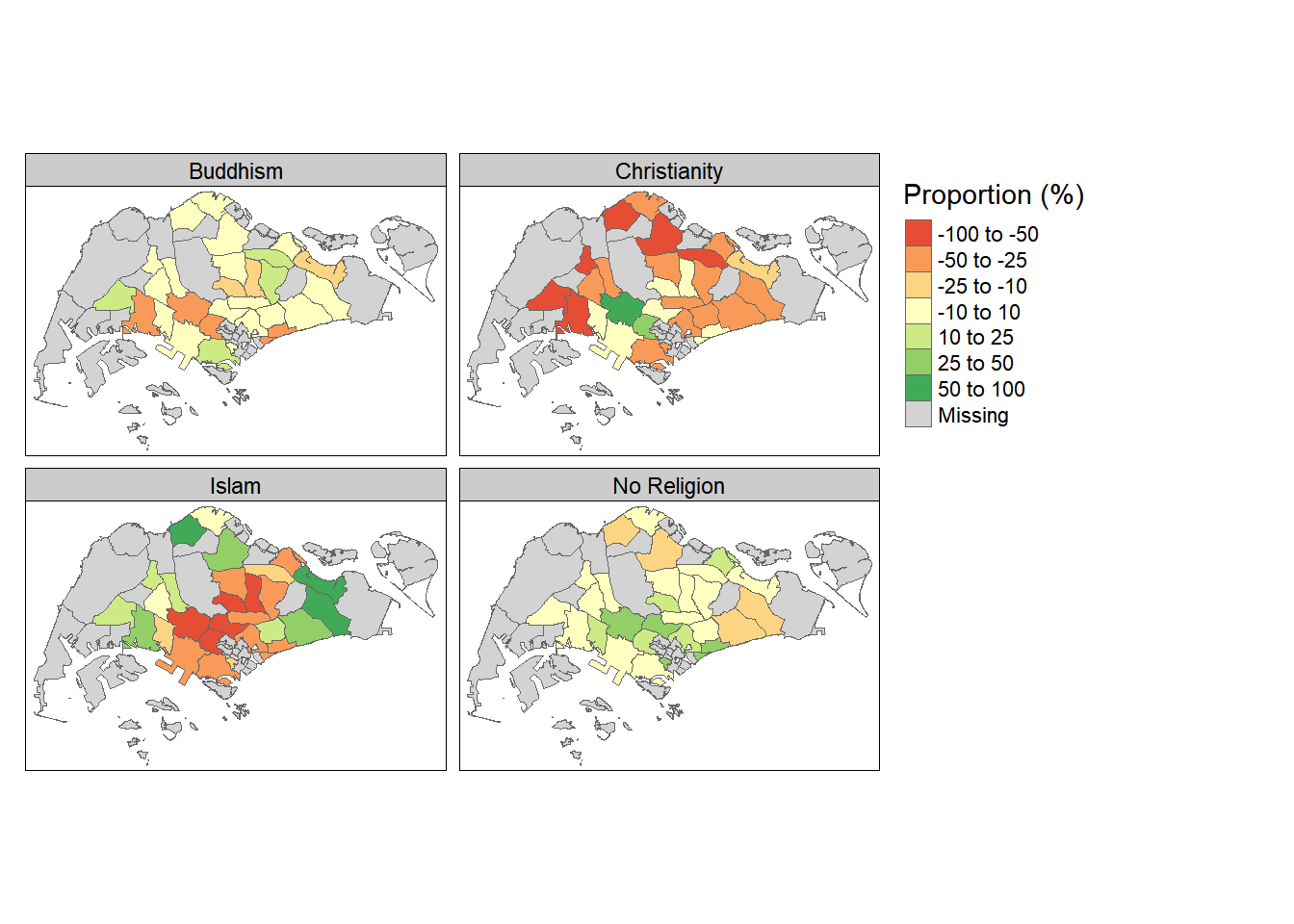 Distribution of Religious Beliefs (Relative to National Average)