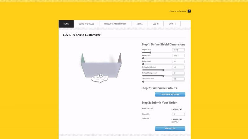 Coshape product customizer on your website.