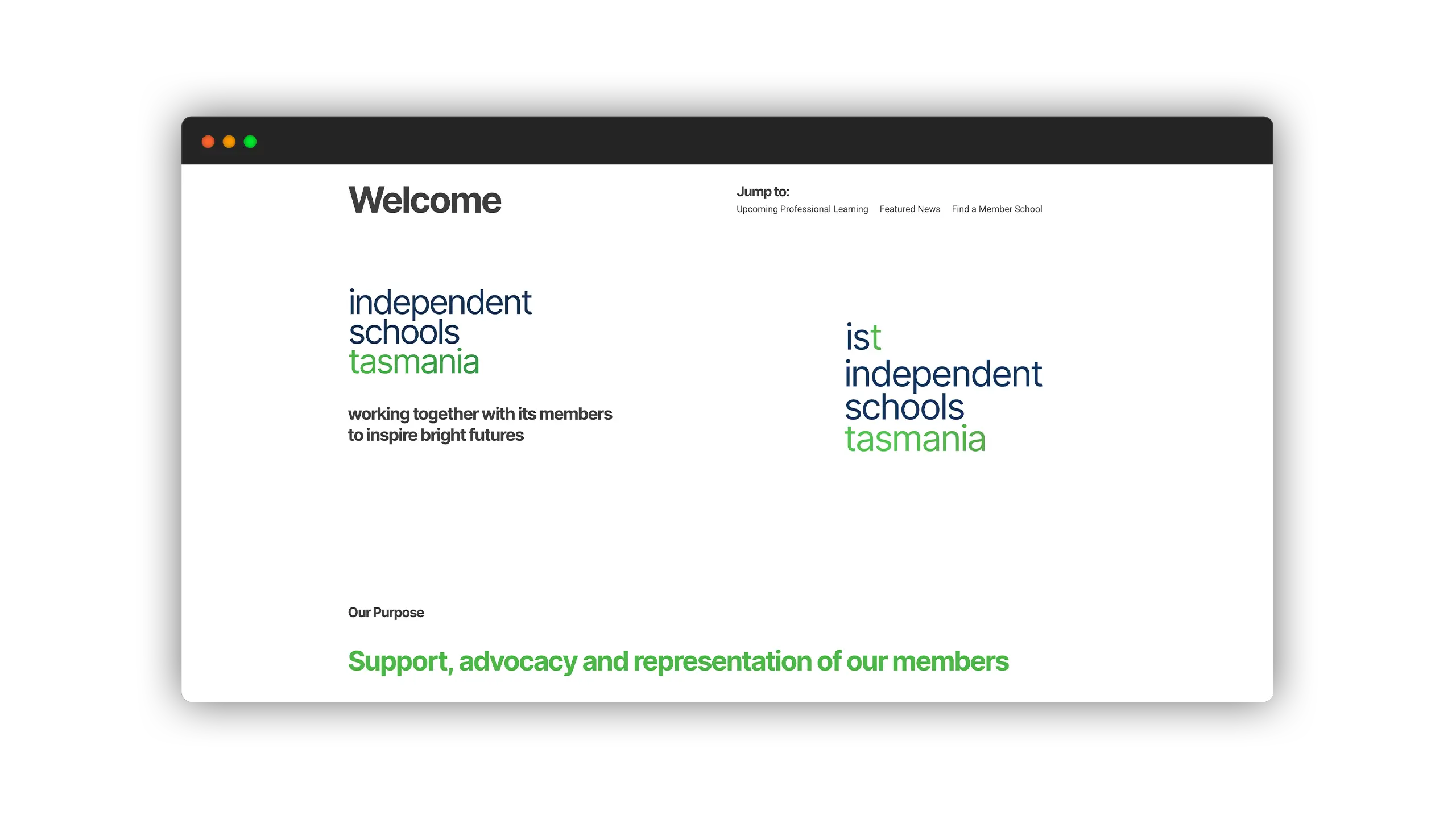Independent Schools Tasmania - new website homepage introduction with video and welcome text