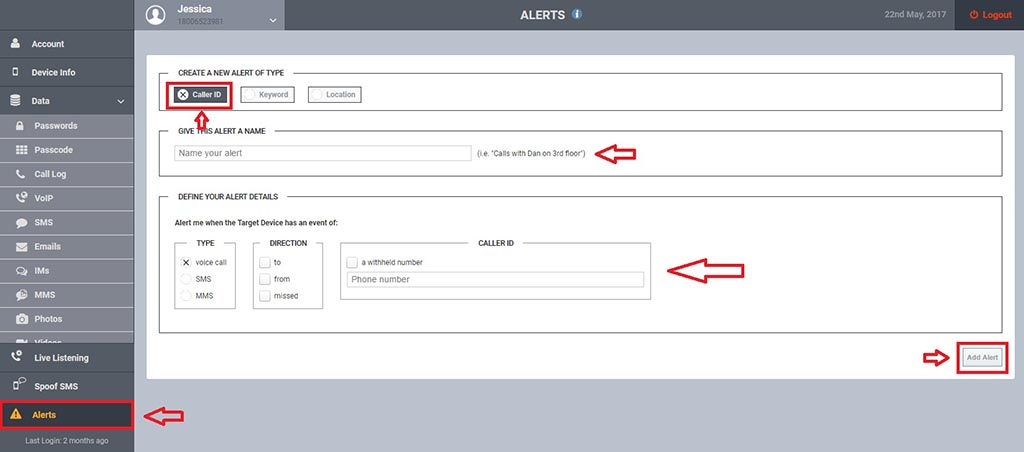 Alert caller aplikasi SADAP HP dengan Spyera