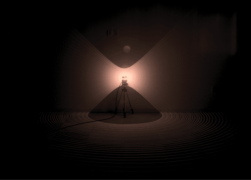 An infrared camera image of the OS0 ultra-wide lidar sensor