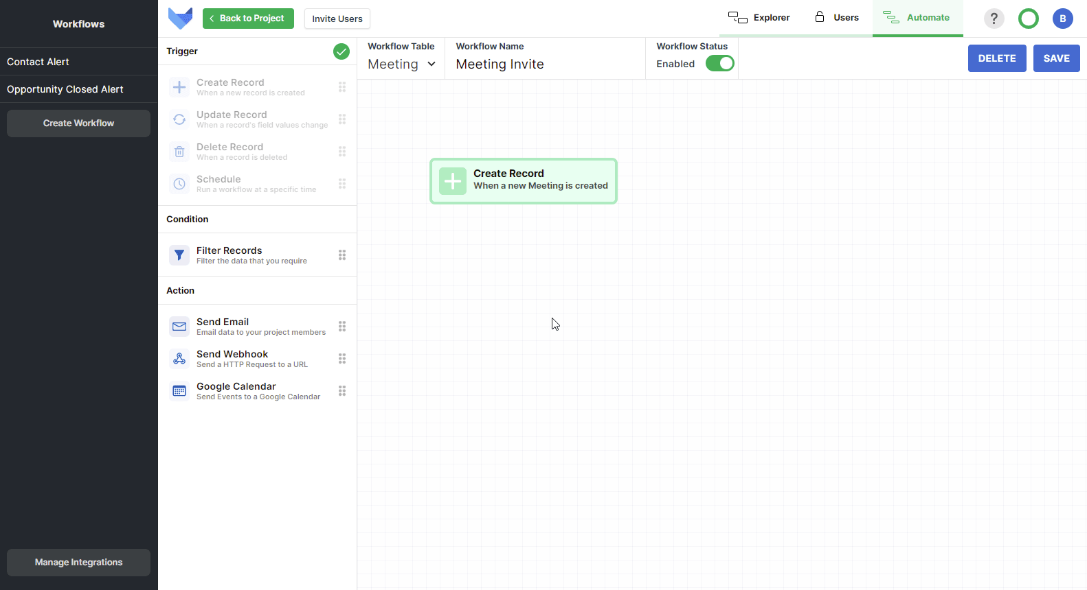 Add Google Calendar Workflow Action