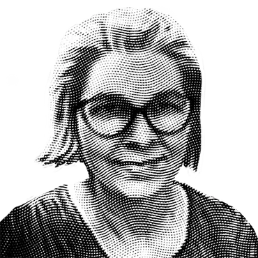 Halftone black and white image of Judy Williams