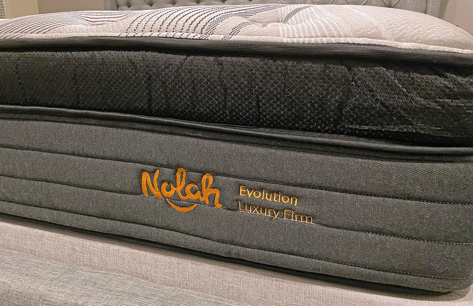 close up shot of the nolah evolution mattress in the sleepiverse studio