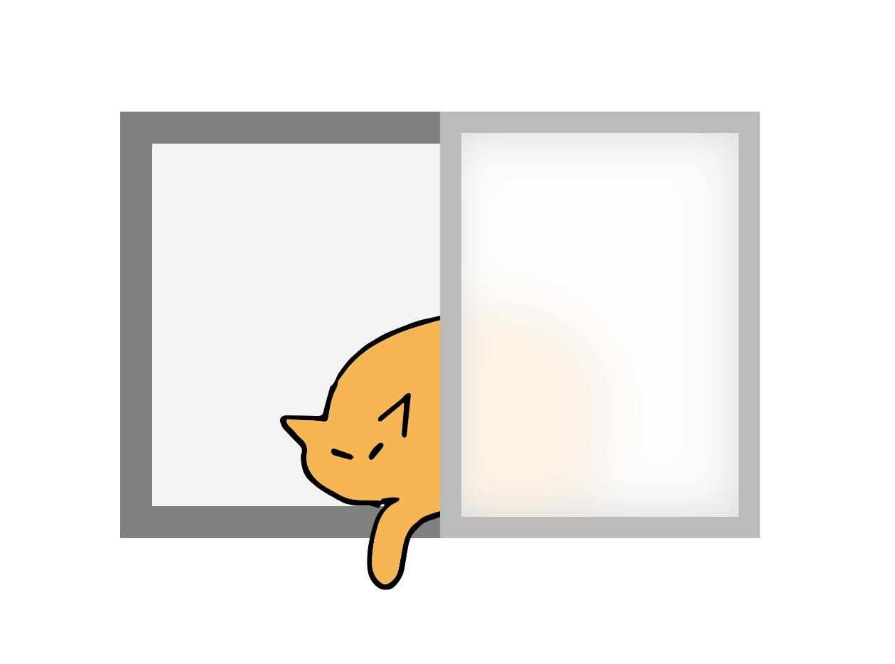 A cat sitting in a window. The window is open, with the right side blurring the rest of the cat.