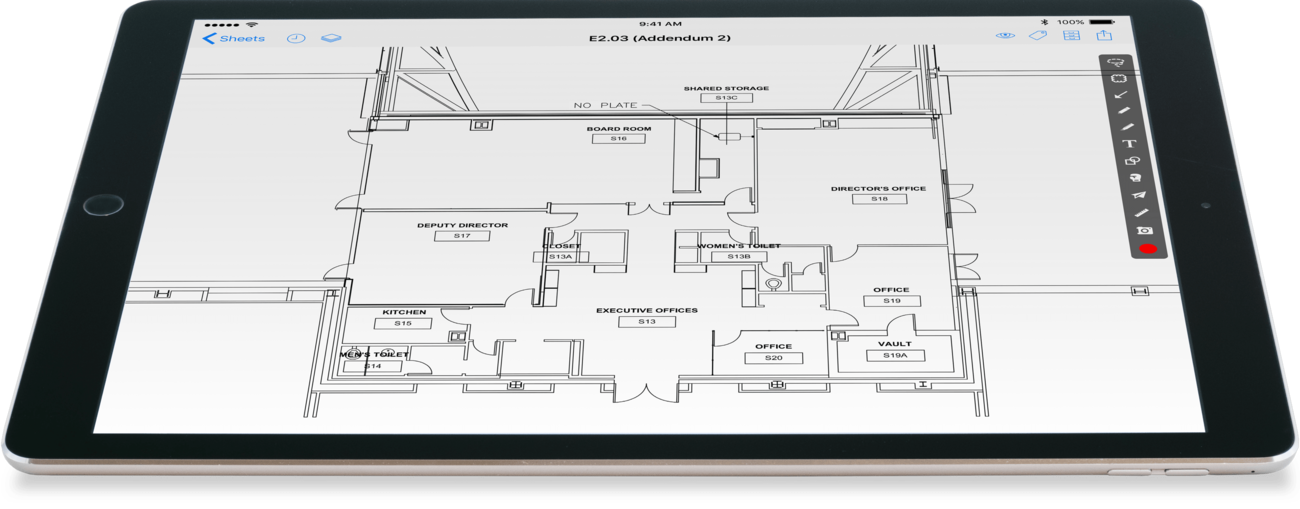 PlanGrid construction app on an iPad