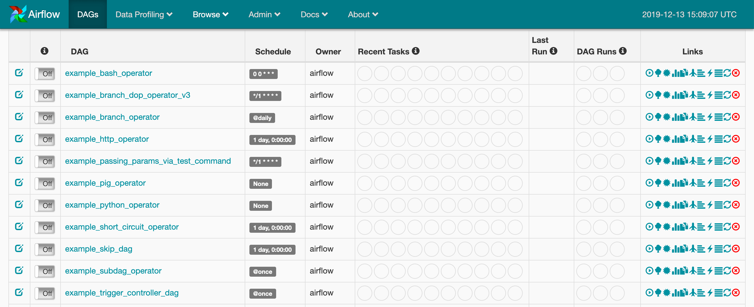 Airflow Web UI in action Airflow Web UI in action