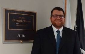Michael Hirsch, Ph.D. on Capitol Hill at the Hart Senate Office Building, Senator Warren's office door
