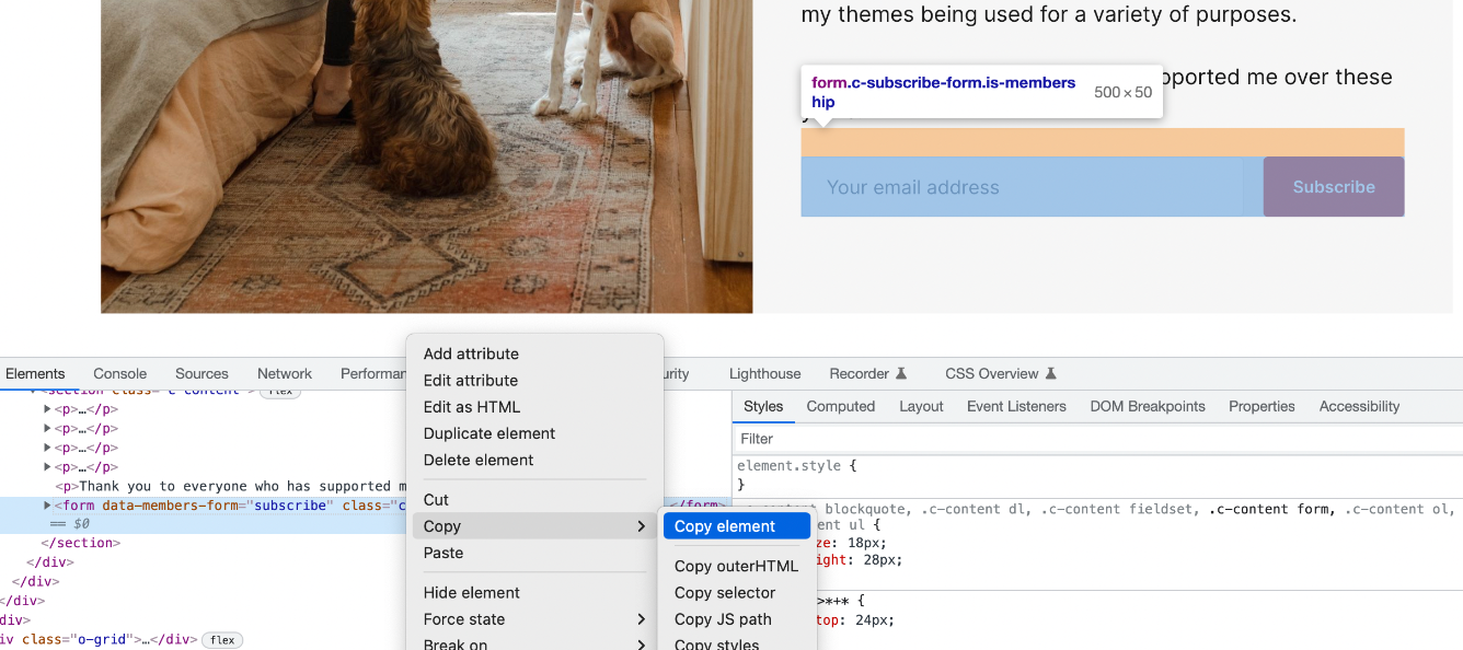 Subscribe Form Embed Source Code