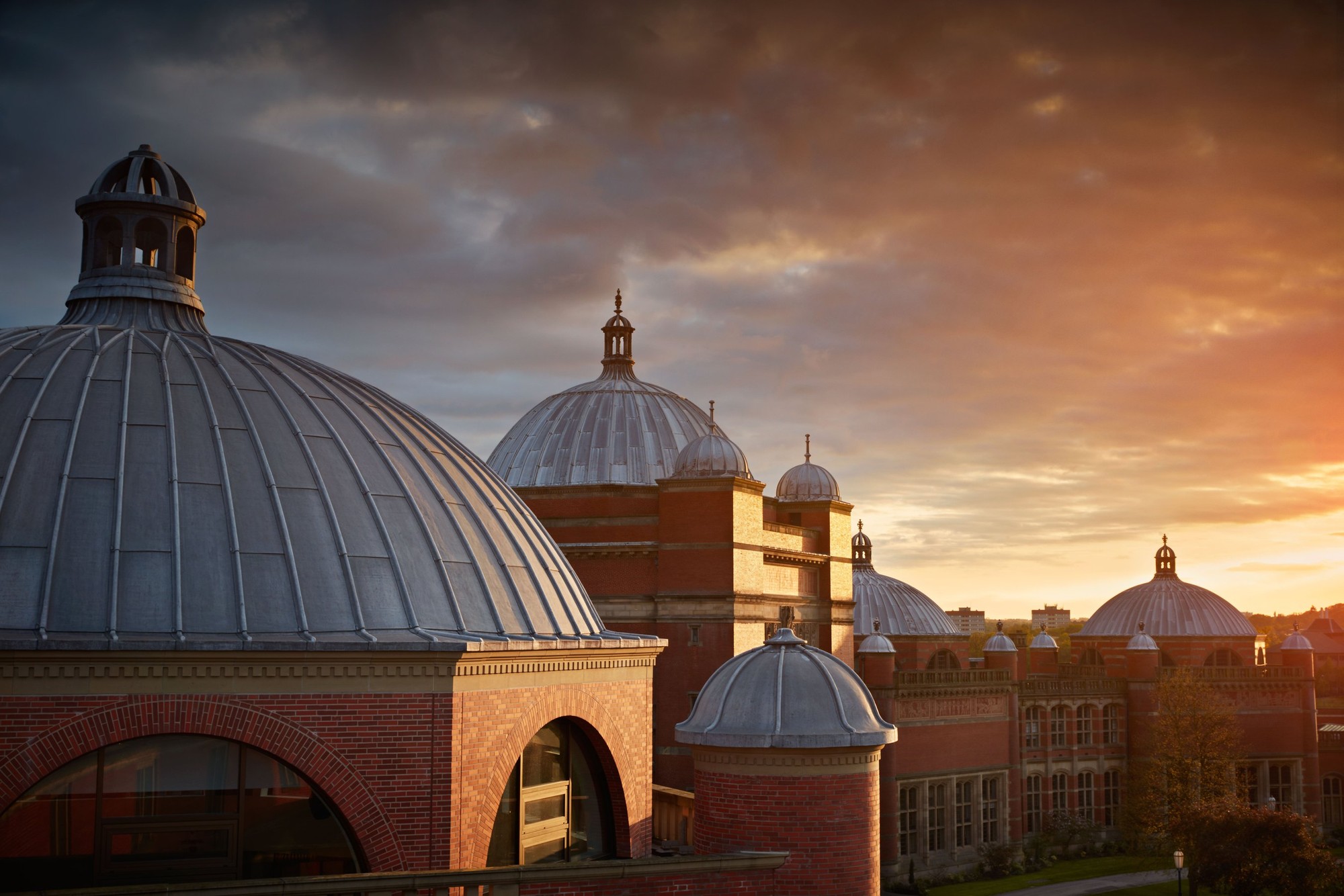 University of Birmingham campus at sunset