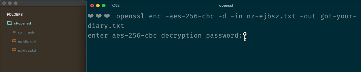 Decrypting a file in the command line