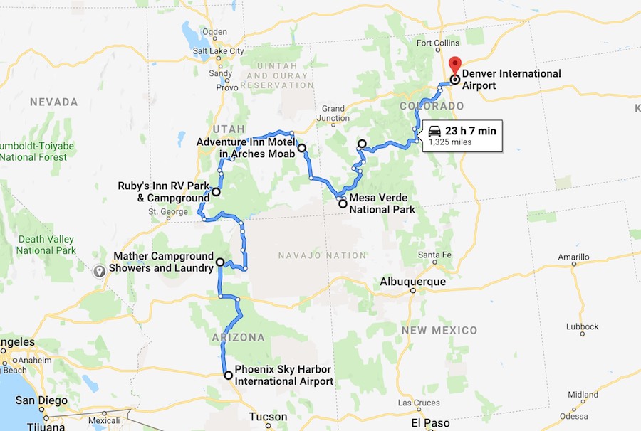 Map of summer road trip