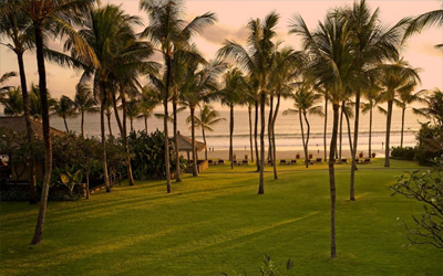This large beachfront palm garden would not suggest you are right in the center of Seminyak.
