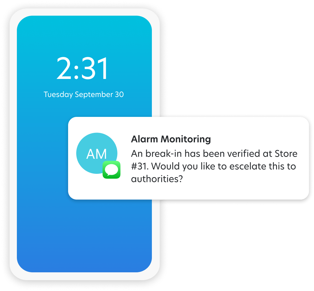 Phone with Alarm Monitoring alart message
