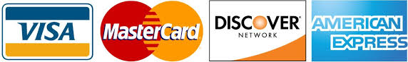 Accepted credit cards Visa, MasterCard, American Express, Discover
