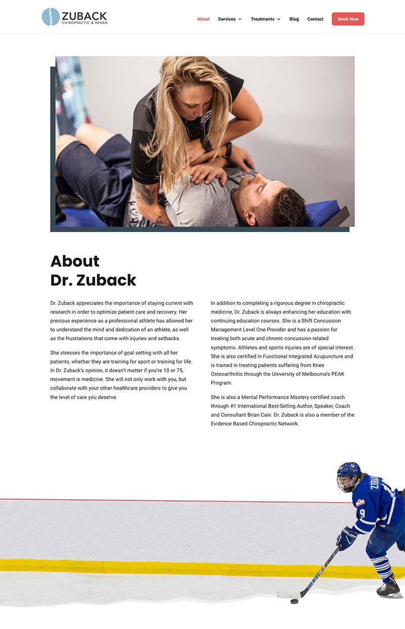 mockup wordpress web design for zuback chiropractic