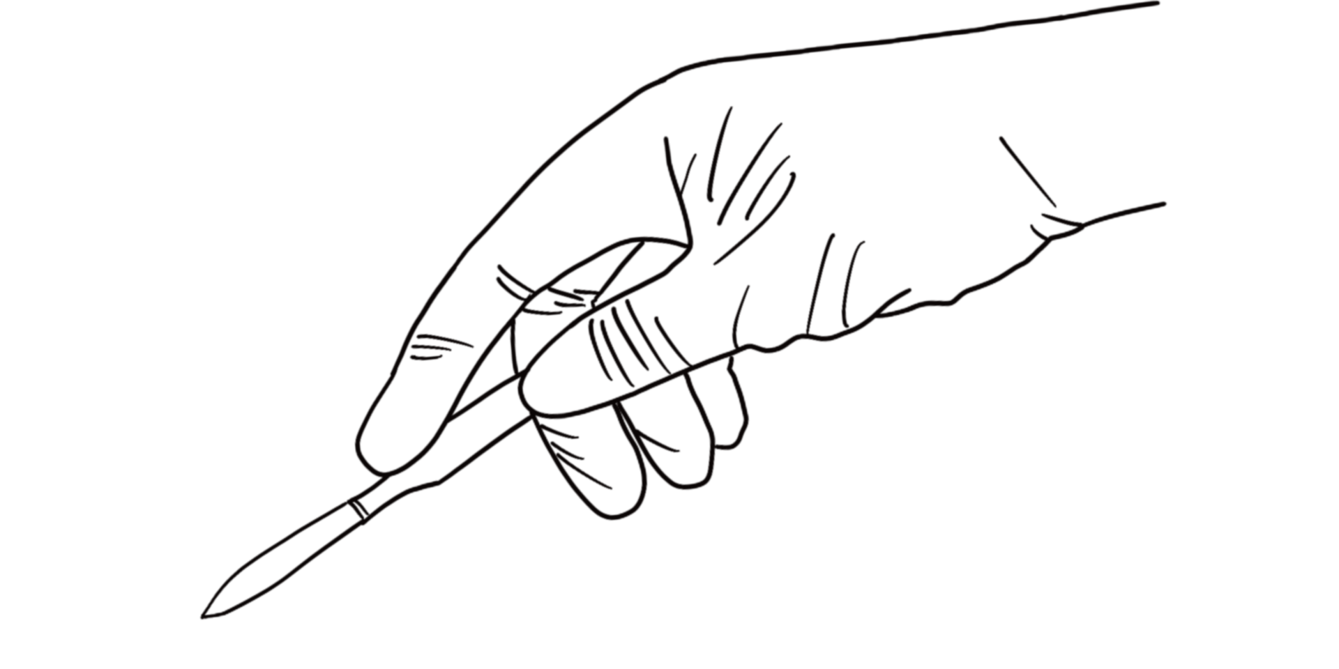 Illustration of a hand holding a scalpel