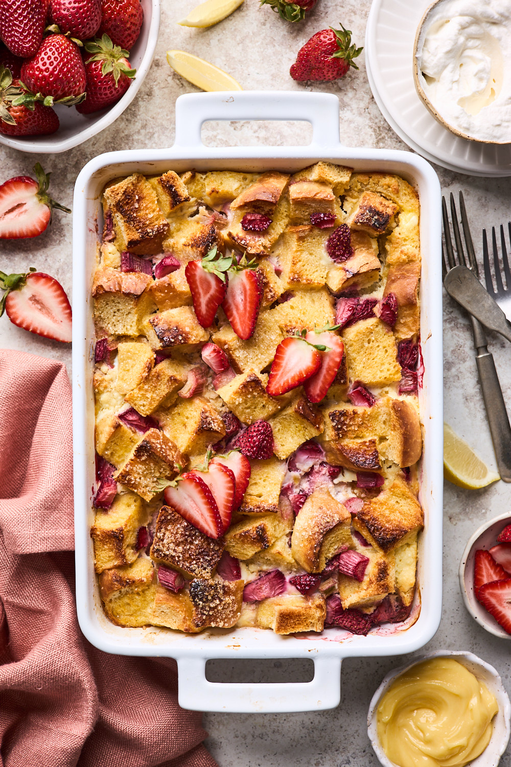 Strawberry Rhubarb Baked French Toast | Olive & Mango