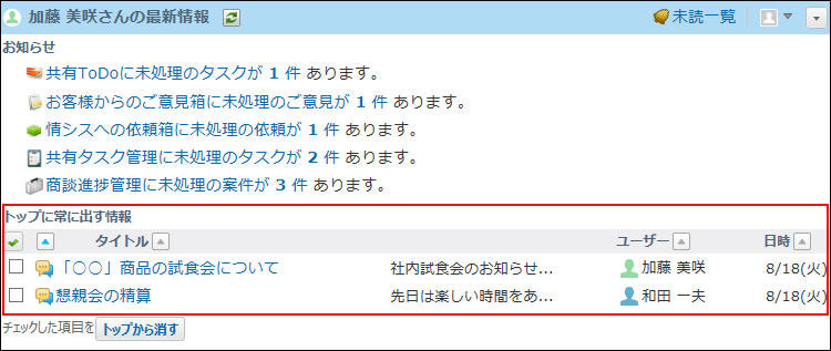 トップに出した場合のイメージ