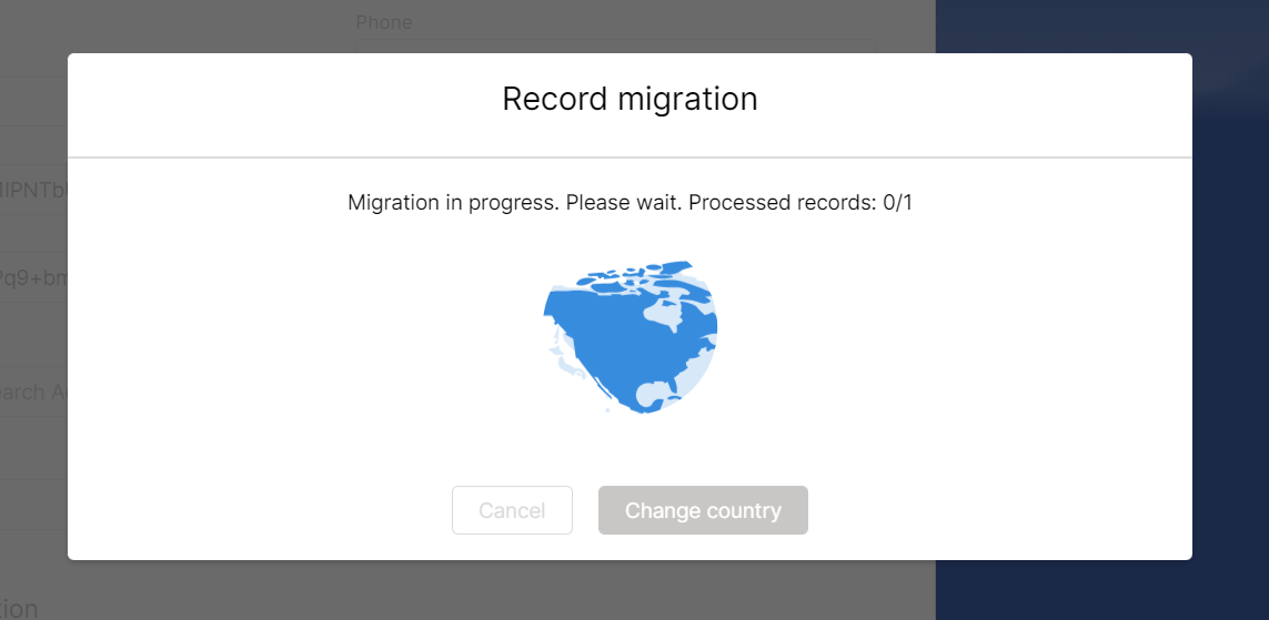 Record migration form - in progress