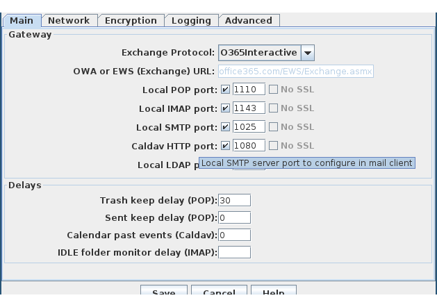 Figure 1: davmail setup