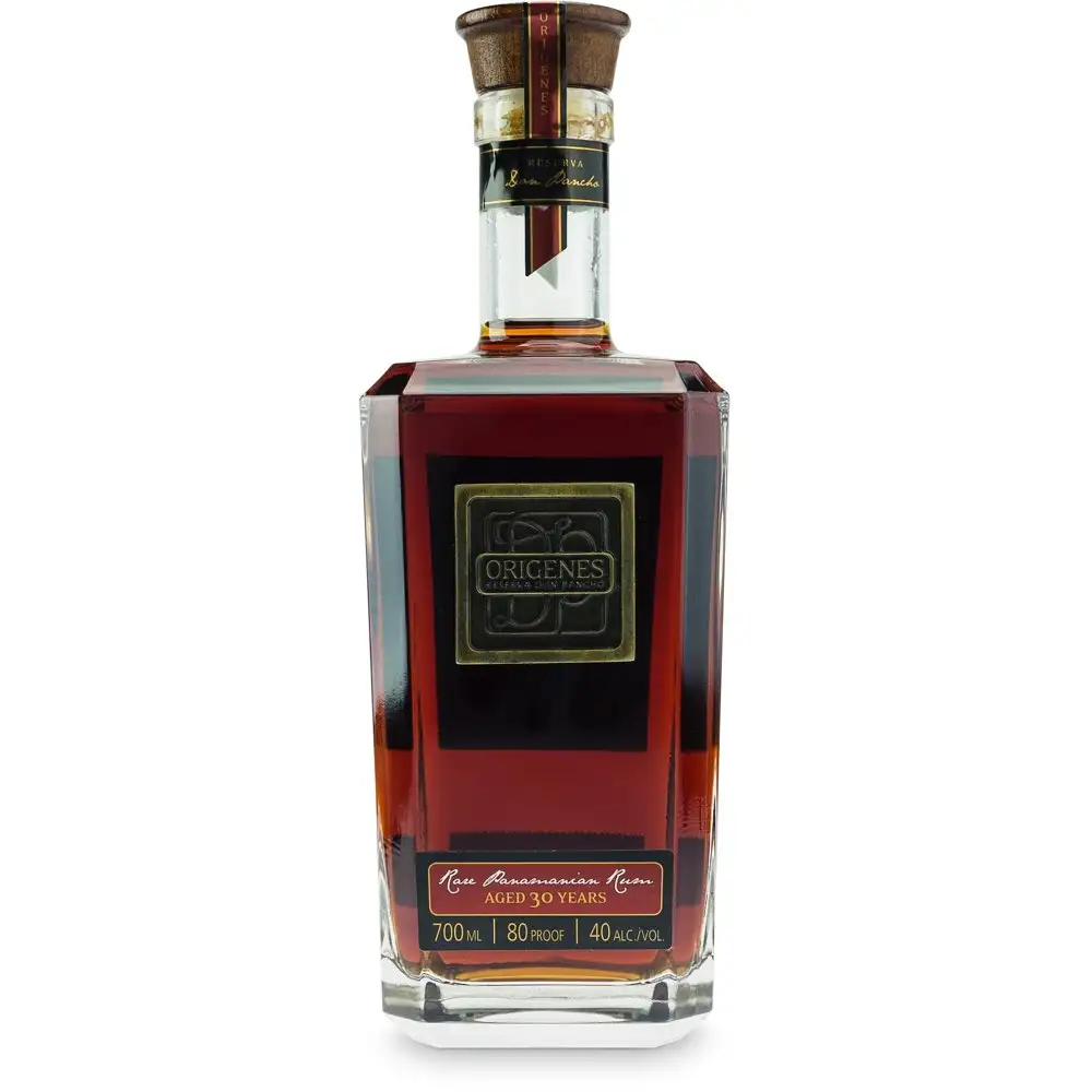Image of the front of the bottle of the rum Origenes 30 Years