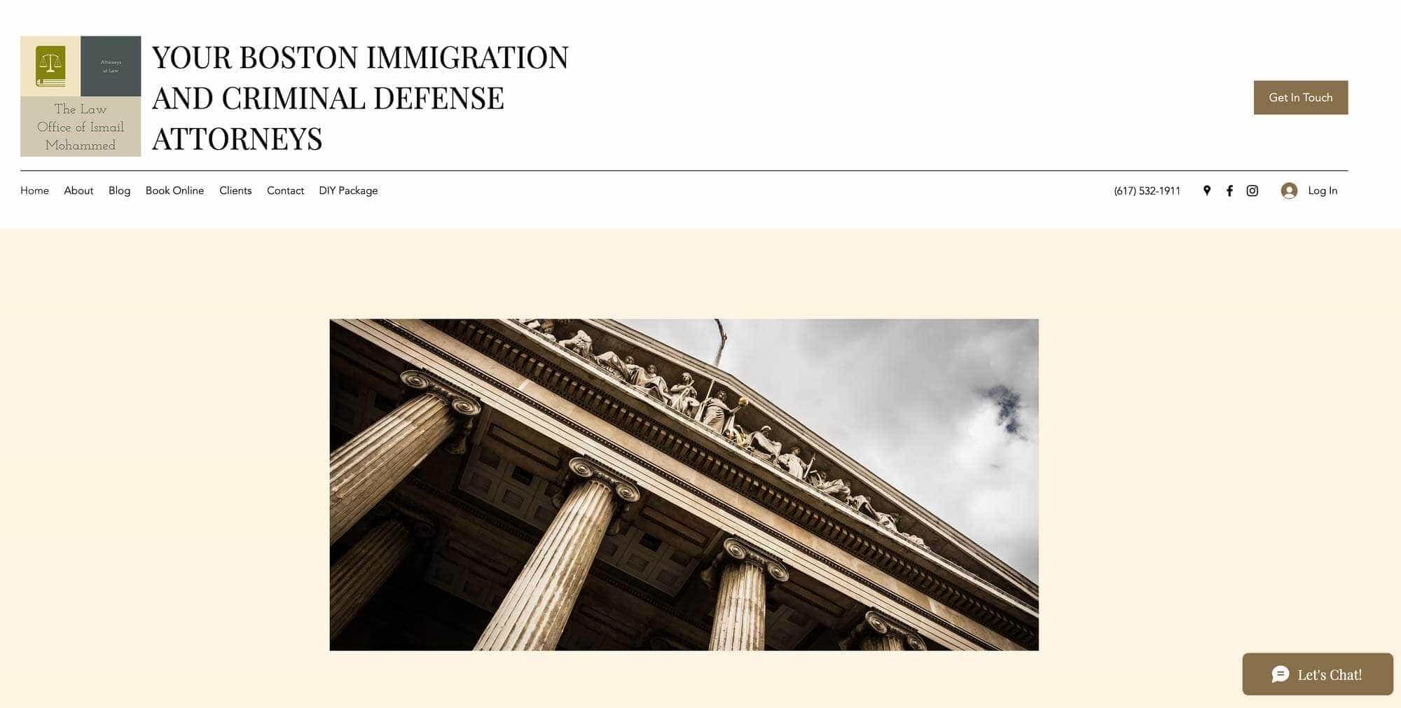 Screenshot of immigration attorney Ismail Mohammed web site