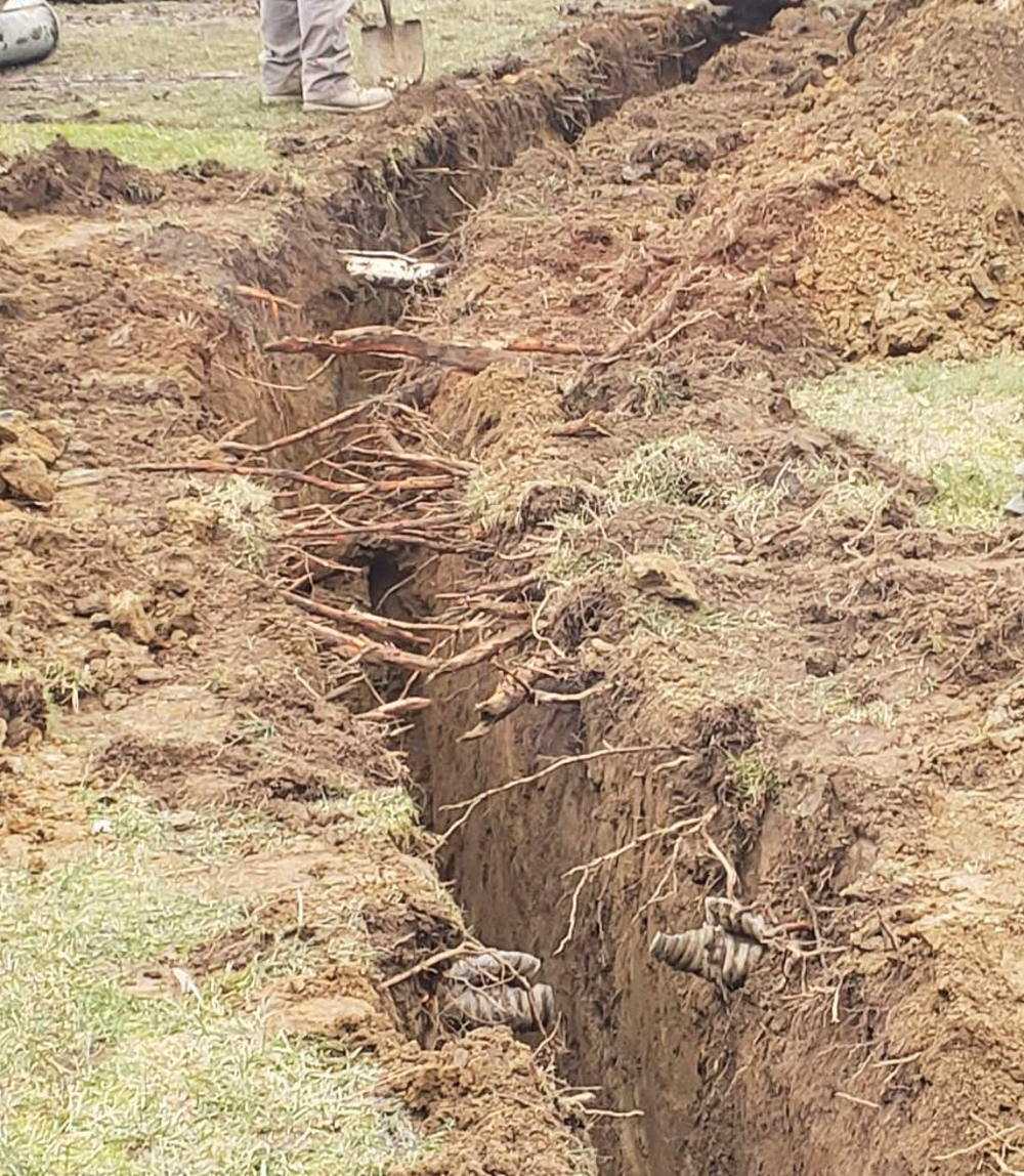 Broken pipes during geothermal system installation