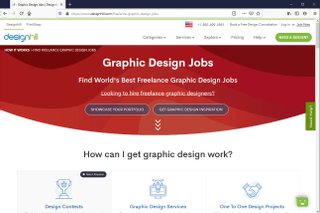 screenshot of designhill freelancing page