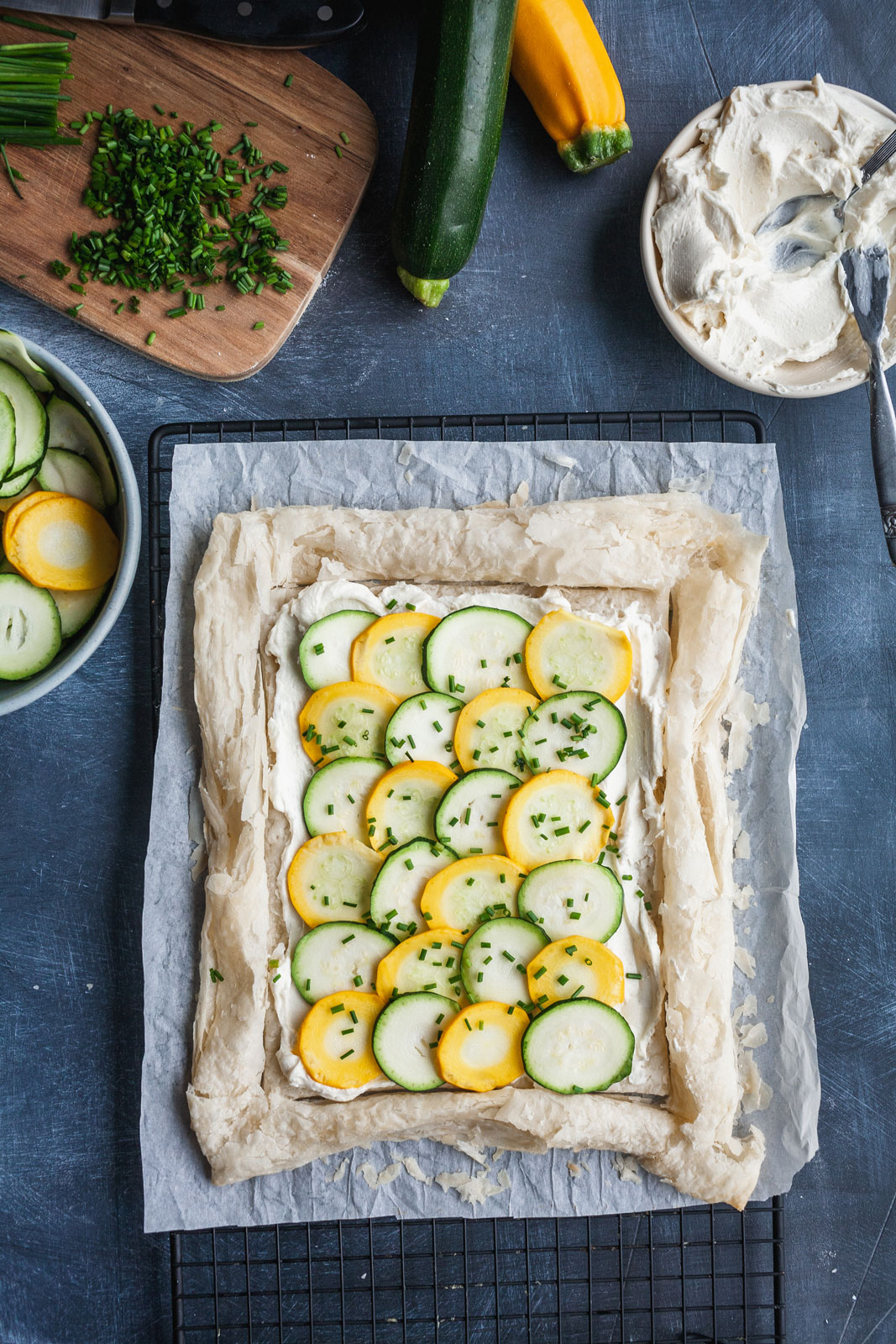 Zucchini Tart With Whipped Feta and Chives