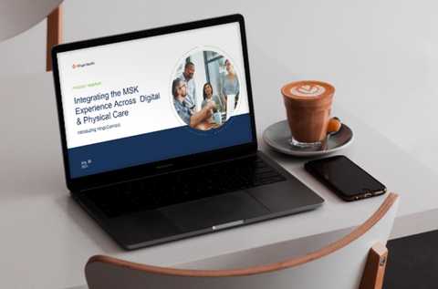 Webinar on laptop screen: Integrating the MSK Experience Across Digital & Physical Care