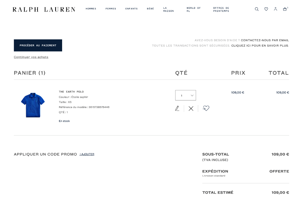 panier site Ralph Lauren