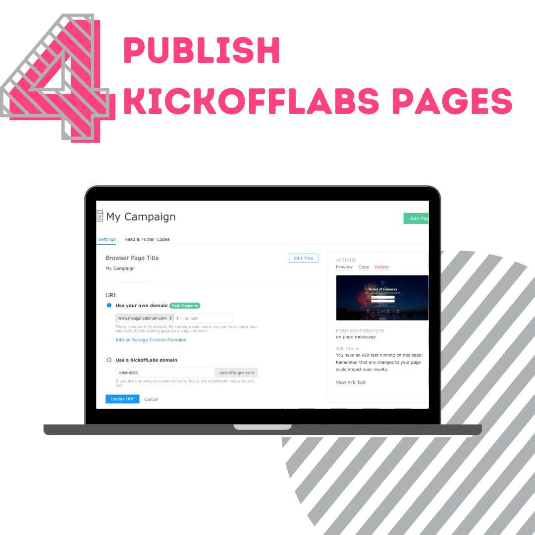 Publish your kickofflabs pages.