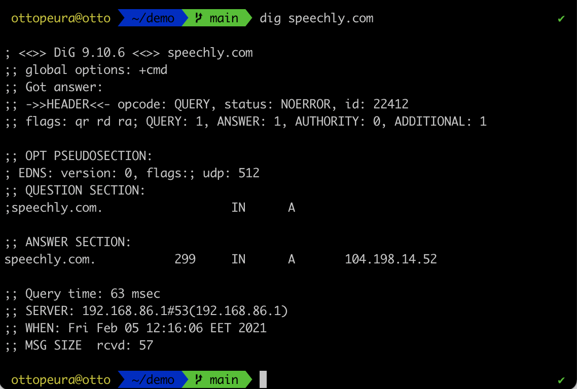 Example of a command line interface