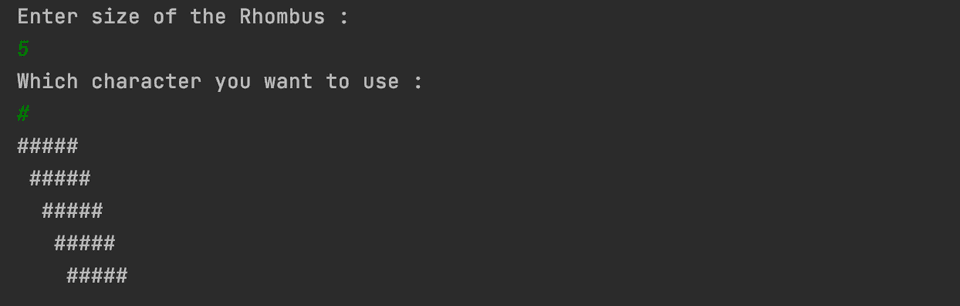 Java program to print a Rhombus pattern using star - CodeVsColor